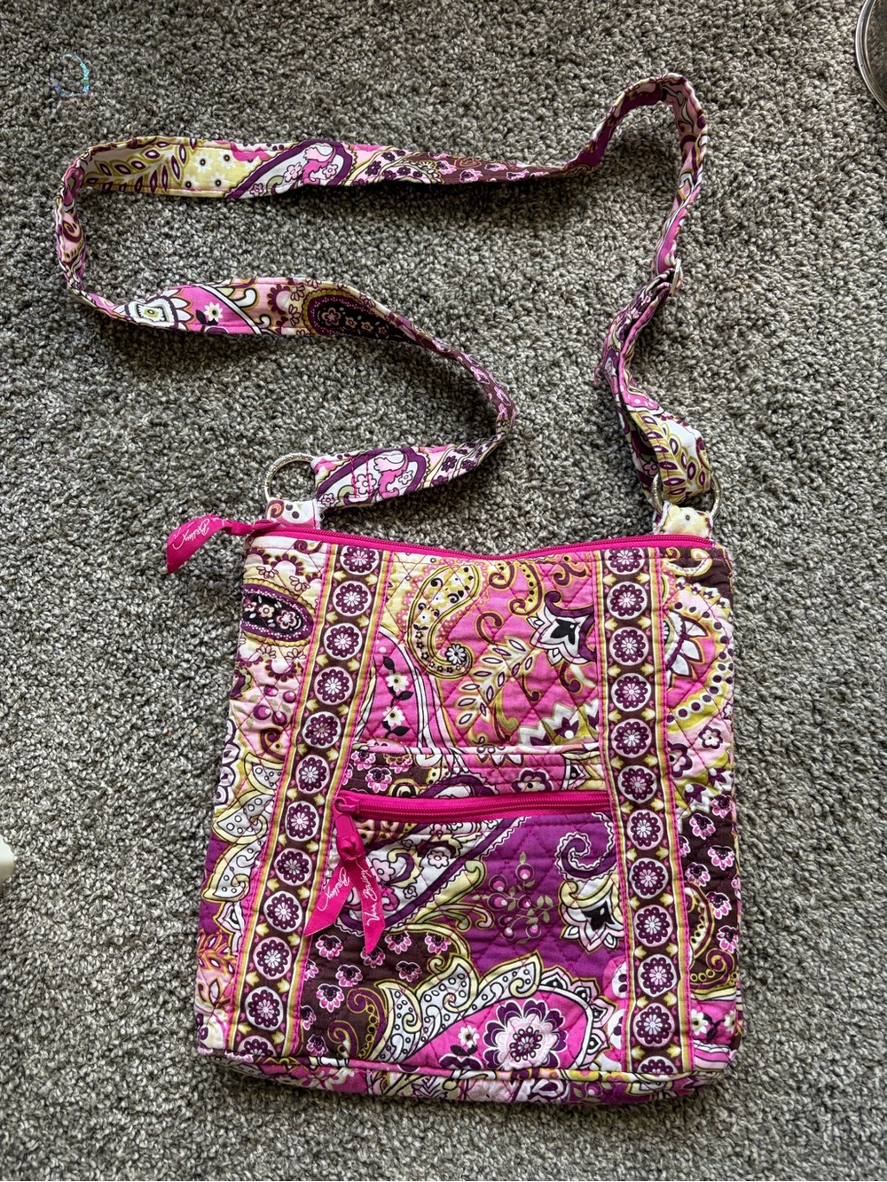 Vera Bradley Pink & Cream Paisley Quilted Crossbody
